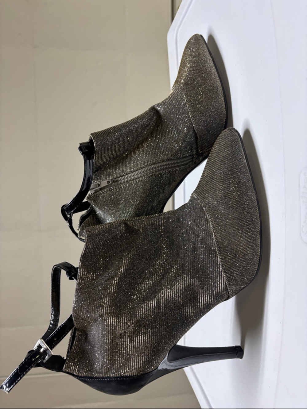 Paper Fox Metallic Gold Pointed Ankle Booties